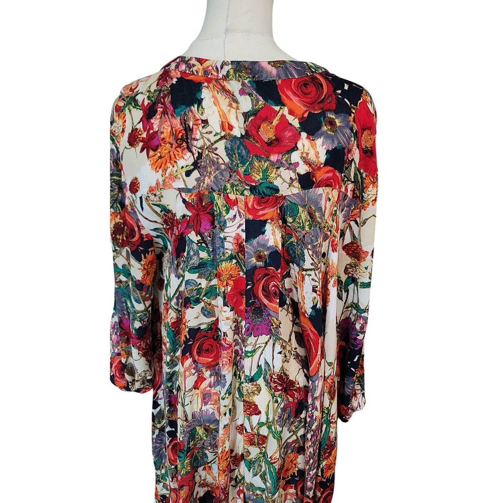 Jodifl Floral Print Long Sleeve Mini Dress Boho Chic Keyhole Casual‎ - Picture 3 of 9